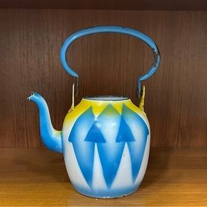 Mid Century Emo Celja Enamel Teapot Made in Yugoslavia 1950s 1960s